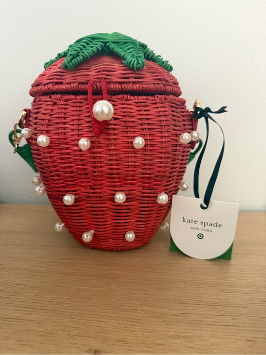 kate spade Handbags - kate spade x Target Red & Green Strawberry Wicker Pearl Crossbody